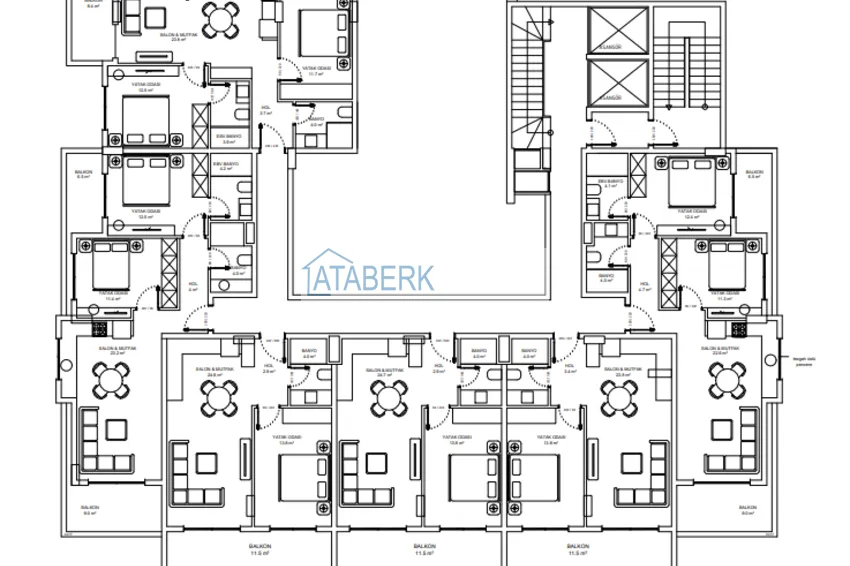 Купить дешево Квартиры в центре Алании в 150 метрах от пляжа Клеопатра на этапе котлована  1 