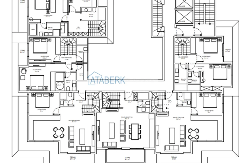 Купить дешево Квартиры в центре Алании в 150 метрах от пляжа Клеопатра на этапе котлована  3 