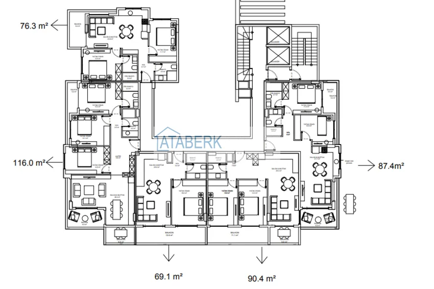 Купить дешево Квартиры в центре Алании в 150 метрах от пляжа Клеопатра на этапе котлована  4 