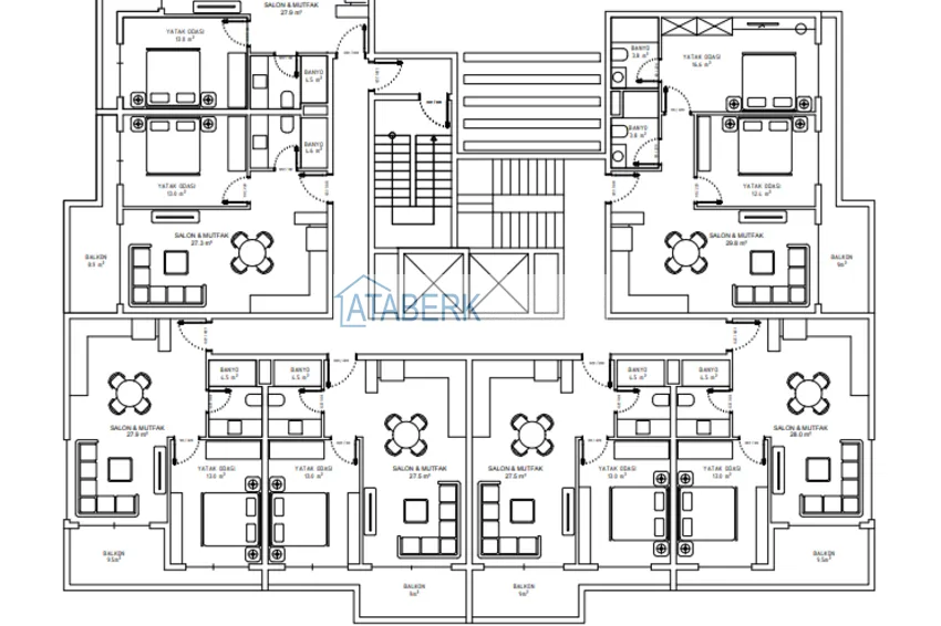 Купить дешево Квартиры в центре Алании в 150 метрах от пляжа Клеопатра на этапе котлована  5 