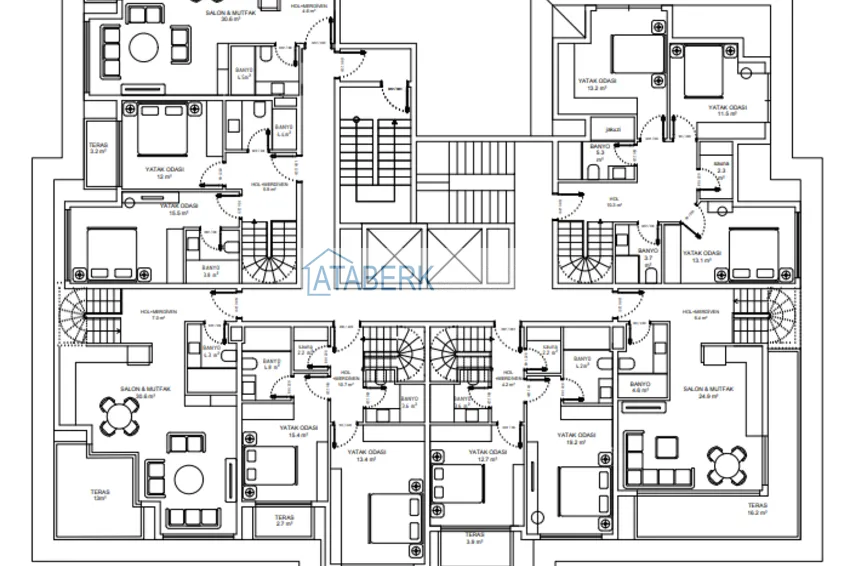 Купить дешево Квартиры в центре Алании в 150 метрах от пляжа Клеопатра на этапе котлована  7 