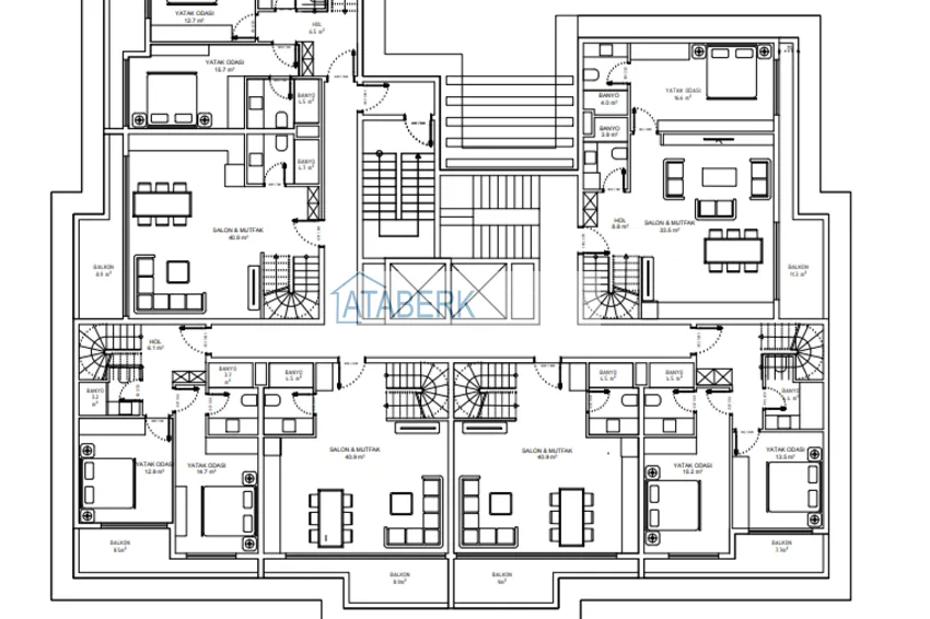 Купить дешево Квартиры в центре Алании в 150 метрах от пляжа Клеопатра на этапе котлована  6 