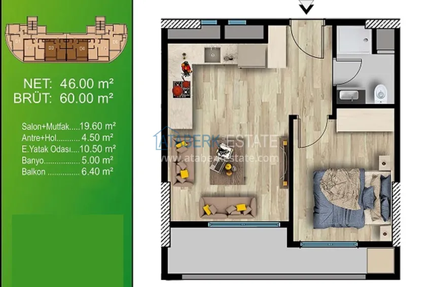 Купить дешево Квартиры 1+1 на этапе строительства в популярном микрорайоне Мерсина-Томюк. 3 