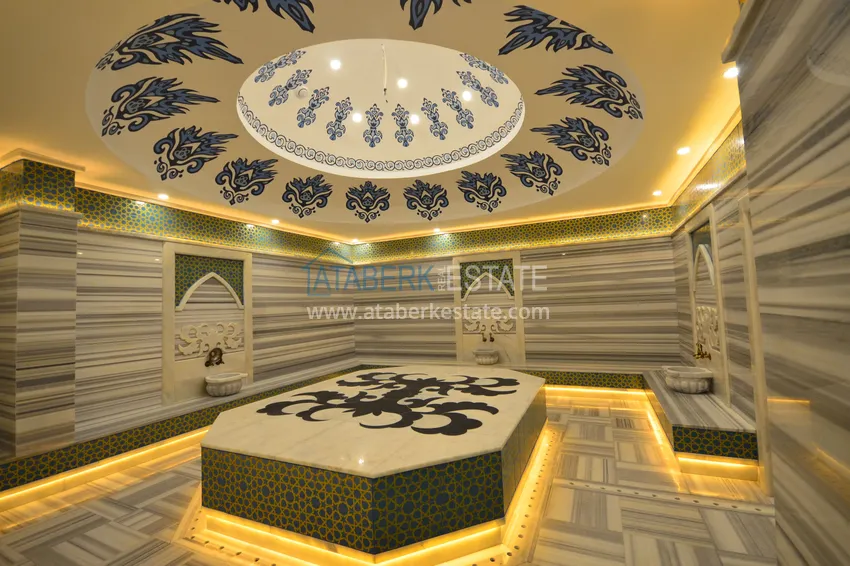 Квартира 1+1 с боковым видом на море в элитном комплексе с частным пляжем, Каргыджак – Алания 33 