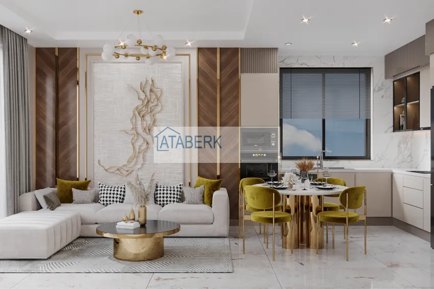 Приобрести Квартиры в центре Алании в 150 метрах от пляжа Клеопатра на этапе котлована  1 