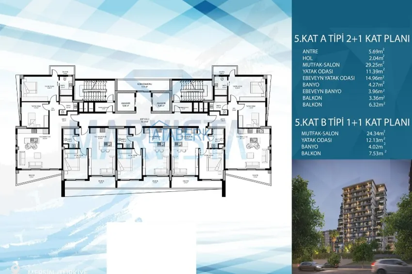 Купить дешево Стильный и современный новый проект в районе Аяш-Мерсин. 12 