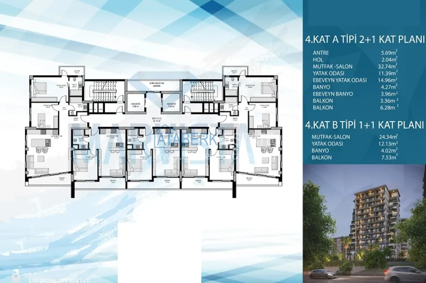 Купить дешево Стильный и современный новый проект в районе Аяш-Мерсин. 4 