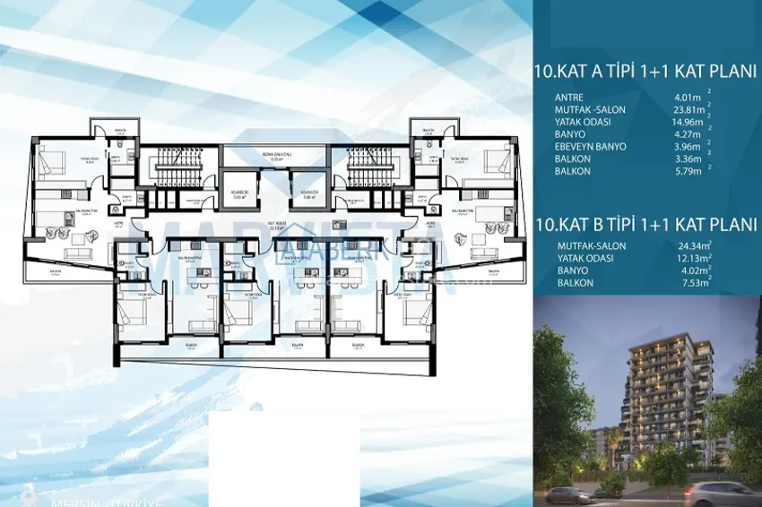 Купить дешево Стильный и современный новый проект в районе Аяш-Мерсин. 5 