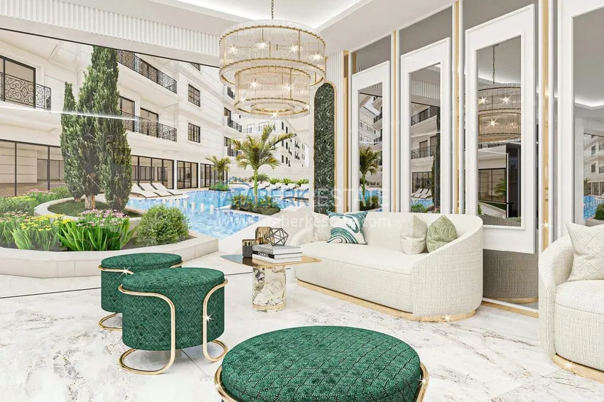 Квартира в строящемся комплексе - центр Алании в 350 м от пляжа Клеопатра 12 