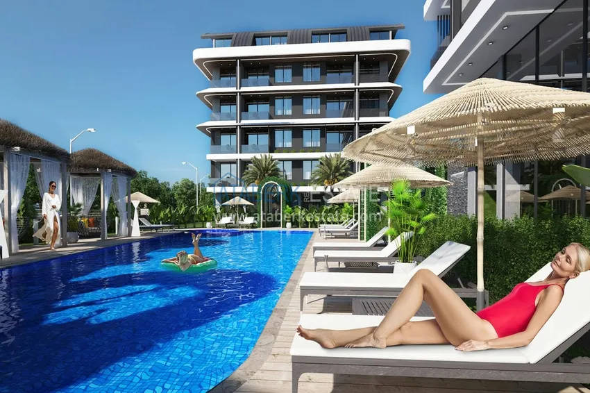 Квартиры и пентхаусы в комплексе на этапе строительства – Алания, район Каргыджак 16 