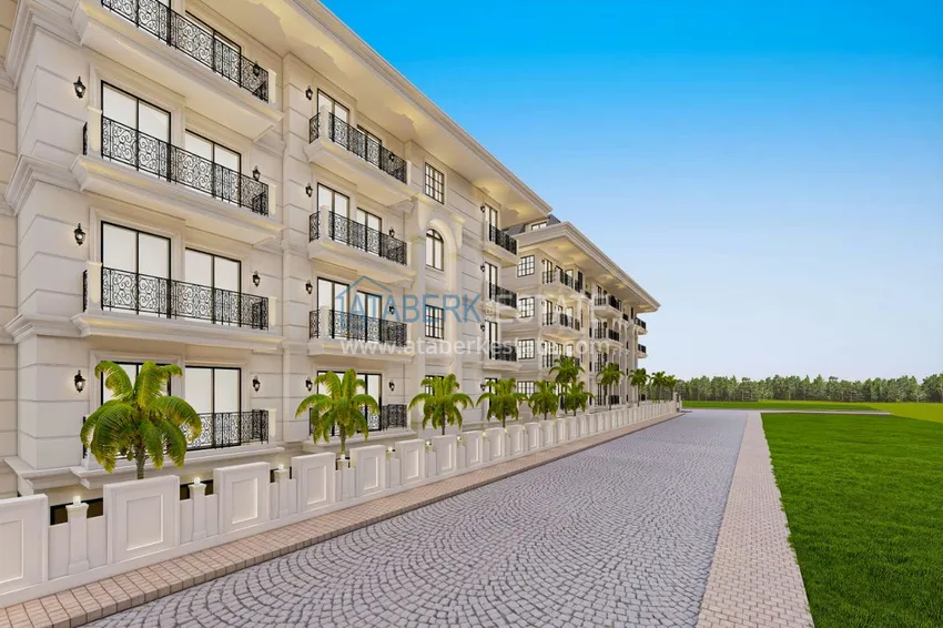 Квартира в строящемся комплексе - центр Алании в 350 м от пляжа Клеопатра 4 