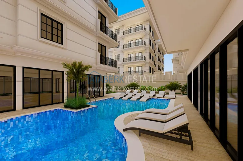 Квартира в строящемся комплексе - центр Алании в 350 м от пляжа Клеопатра 7 