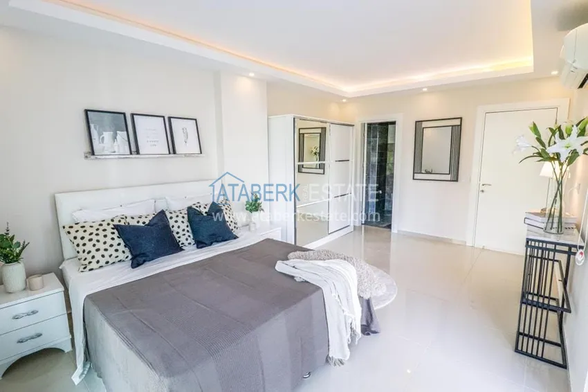 Приобрести Садовый дуплекс 2+1 в Кестеле с мебелью в благоустроенном комплексе, подходит для гражданства 9 