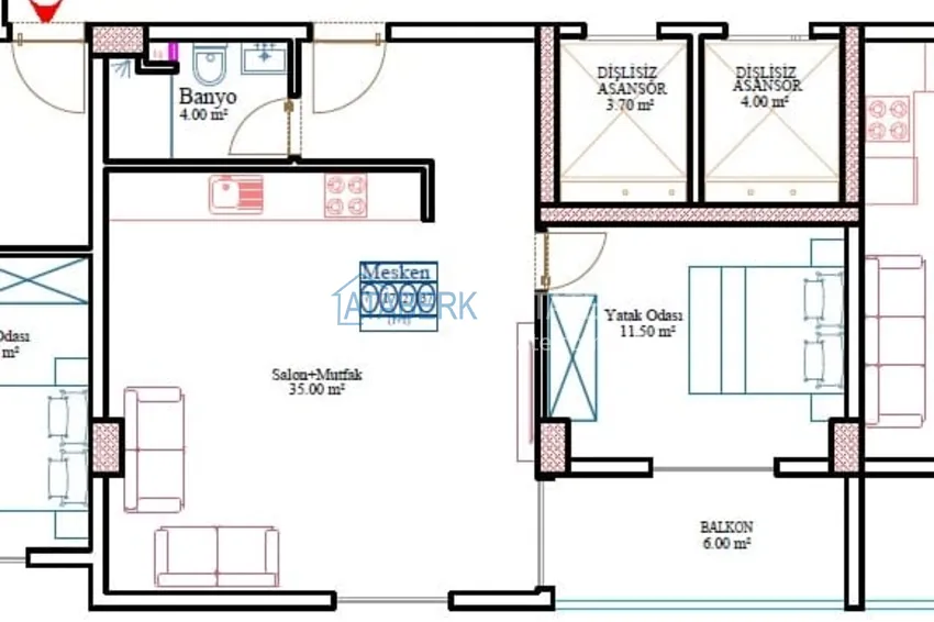 Купить дешево Квартира 1+1 с новой мебелью в современной новостройке - район Махмутлар, Алания 1 