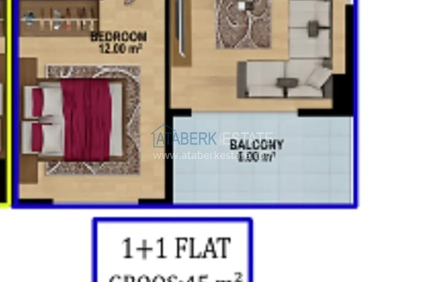 Купить дешево Квартира 1+1 напрямую от собственника в комплексе с отельной инфраструктурой - район Паяллар, Алания 1