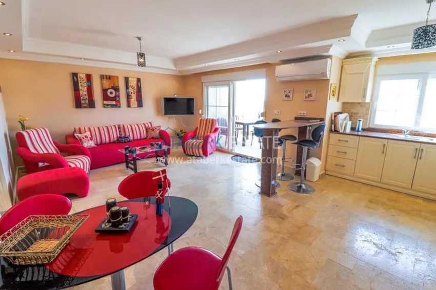 Приобрести Меблированный дуплекс в Авсалларе с видом на море в уютном жилом комплексе 4 