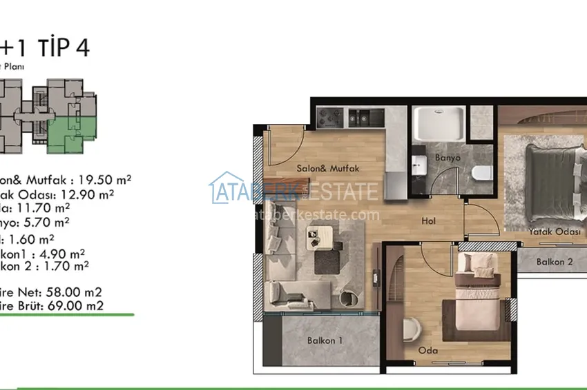 Купить дешево Квартиры на этапе строительства в уютном жилом комплексе в районе Тедже-Мерсин 4