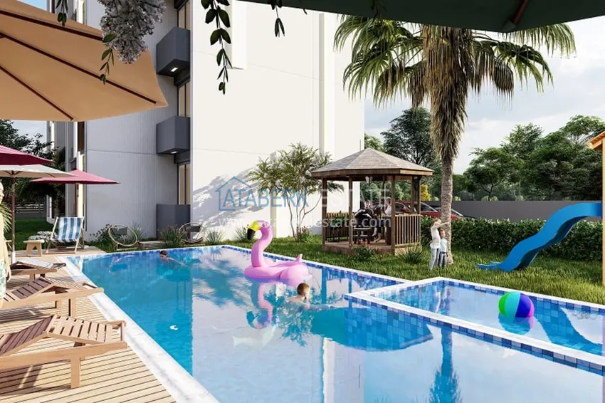 Квартиры на этапе строительства в уютном жилом комплексе в районе Тедже-Мерсин 6