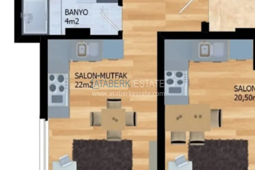 Купить дешево Видовая квартира 1+1 от инвестора с рассрочкой, в комплексе на этапе строительства, район Авсаллар – Алания 1