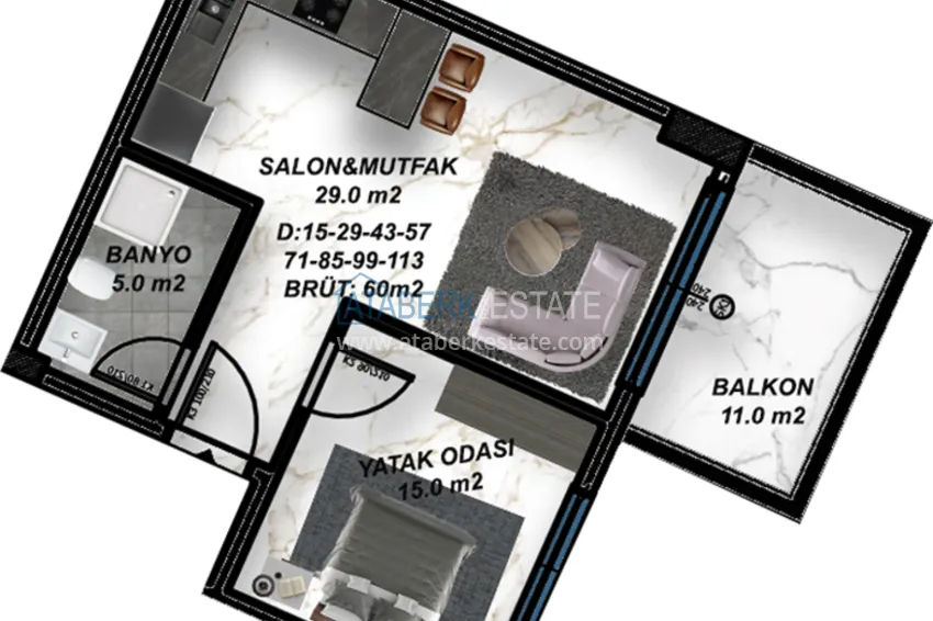 Купить дешево Новый проект шикарного жилого комплекса в Газипаше район Пазарджи 11 