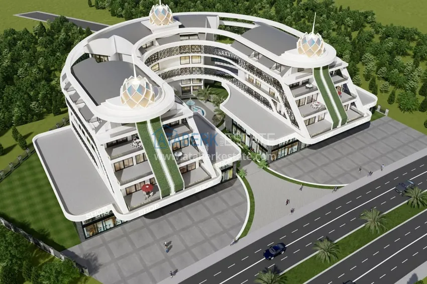 Новый проект  бизнес-центра на этапе строительства в Алании, район Оба  2 