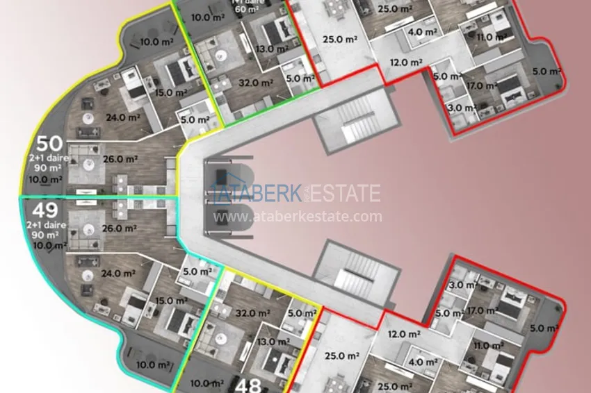 Купить дешево Новый проект на этапе строительства. Квартиры в Газипаше от застройщика 8 