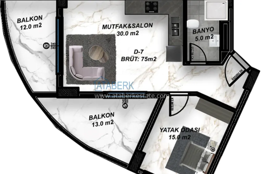 Купить дешево Новый проект шикарного жилого комплекса в Газипаше район Пазарджи 7 