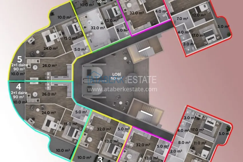 Купить дешево Новый проект на этапе строительства. Квартиры в Газипаше от застройщика 11 