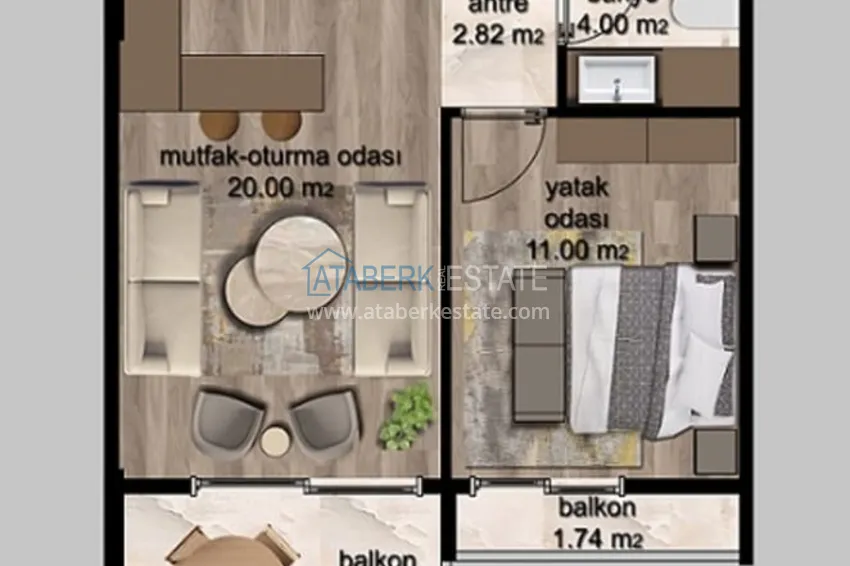 Купить дешево Квартиры 1+1 в новом комплексе с инфраструктурой в Чешмели - Мерсин 1 