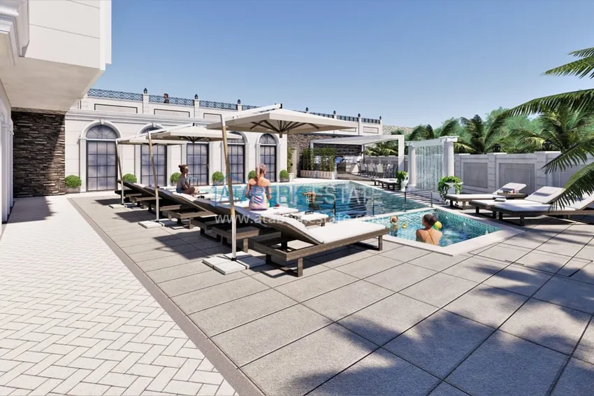 Новый проект роскошных таунхаусов класса-люкс в Алании район Бекташ. Подходит для гражданства  17 