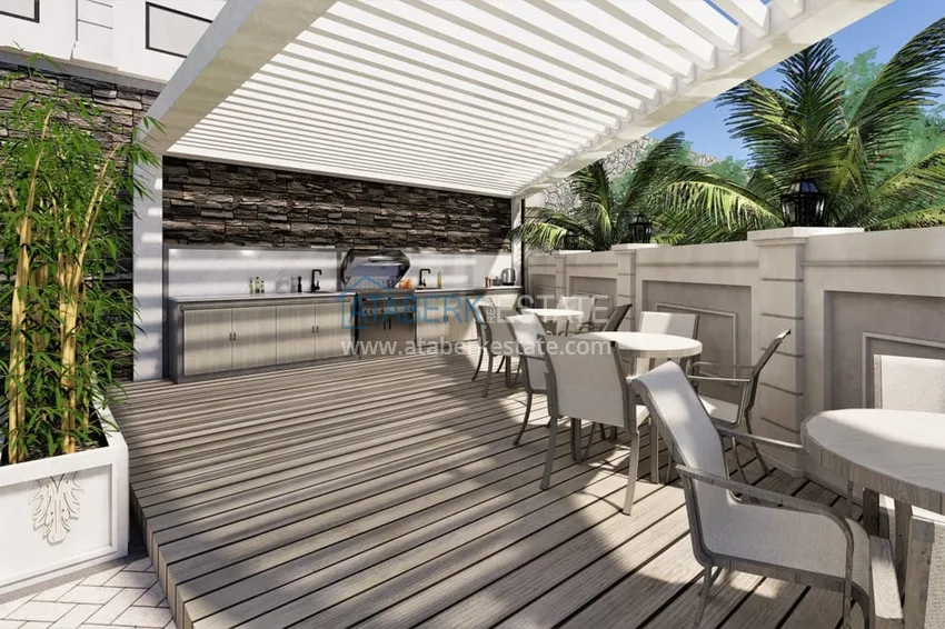 Новый проект роскошных таунхаусов класса-люкс в Алании район Бекташ. Подходит для гражданства  21 