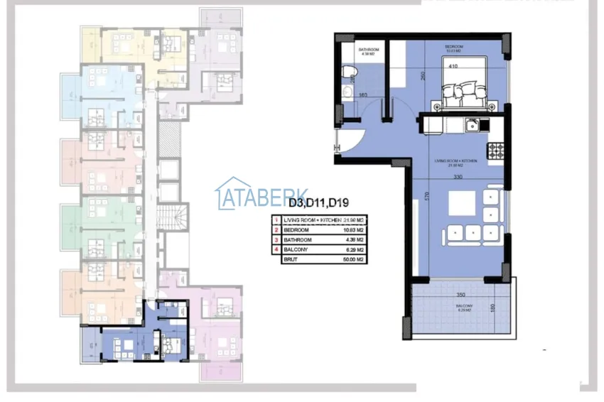 Купить дешево Квартиры на этапе котлована в районе Паяллар, Алания  3 