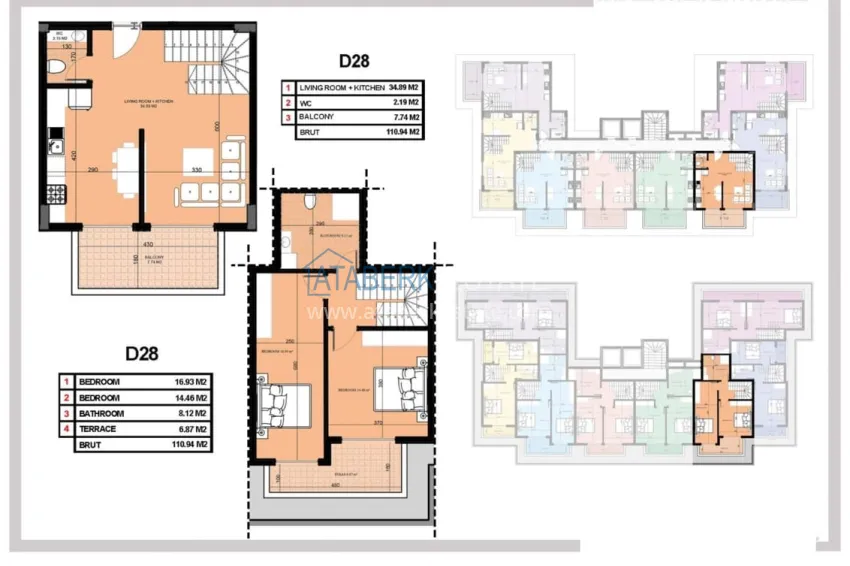Купить дешево Квартиры на этапе котлована в районе Паяллар, Алания  11 