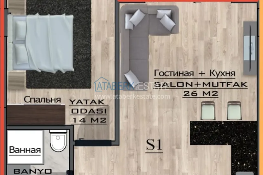 Купить дешево Двухкомнатная квартира с мебелью в комплексе премиум-люкс – Махмутлар, Алания 1 