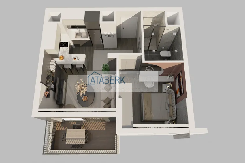 Купить дешево Квартира 1+1 на этапе строительства в 200 метрах от моря в районе Тедже-Мерсин 1 