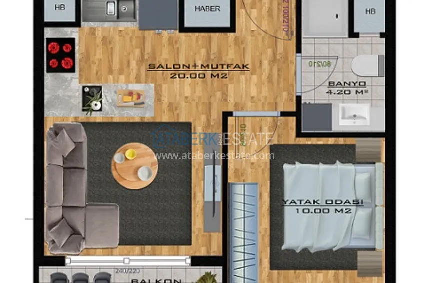 Купить дешево Квартира 1+1 на этапе строительства в 200 метрах от моря в районе Тедже-Мерсин 2 