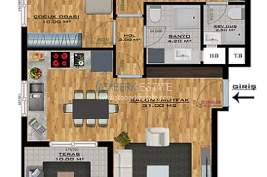 Купить дешево Квартира 1+1 на этапе строительства в 200 метрах от моря в районе Тедже-Мерсин 3 
