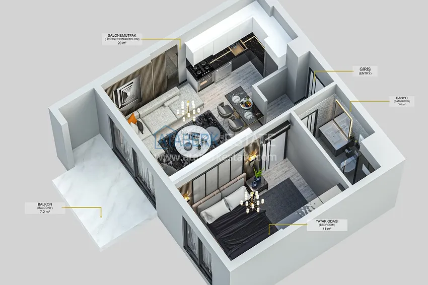 Купить дешево Квартиры с чистовой отделкой напрямую от застройщика в районе Оба, Алания 1 