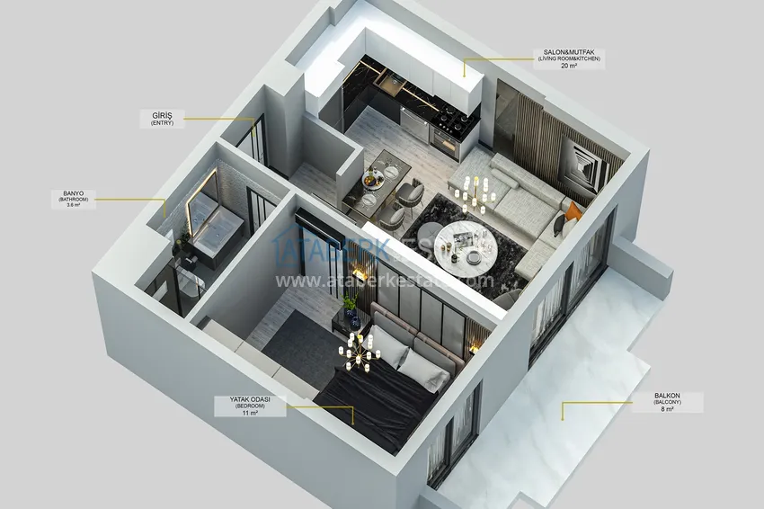Купить дешево Квартиры с чистовой отделкой напрямую от застройщика в районе Оба, Алания 5 