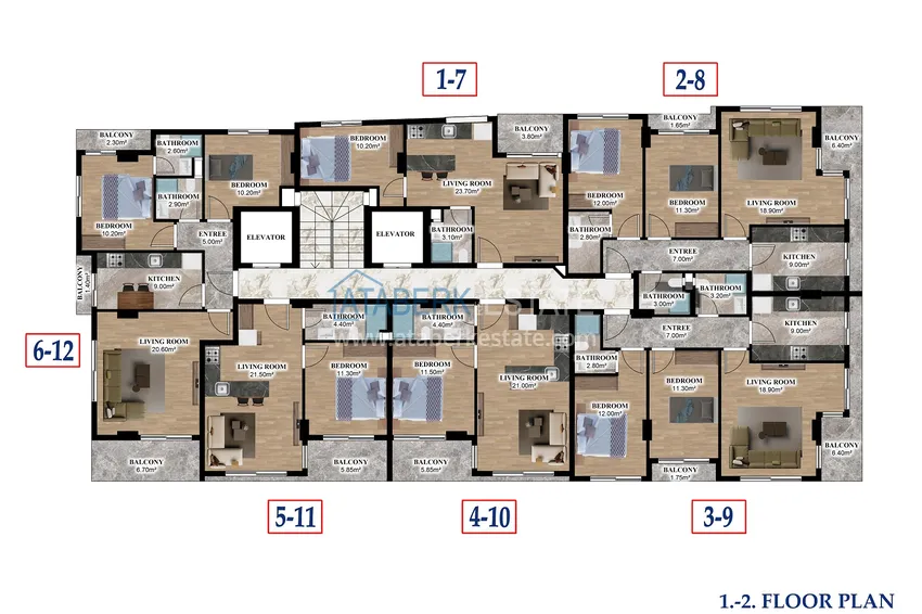 Купить дешево Новый проект резиденции сегмента комфорт в центре Алании, район пляжа Клеопатра 1 