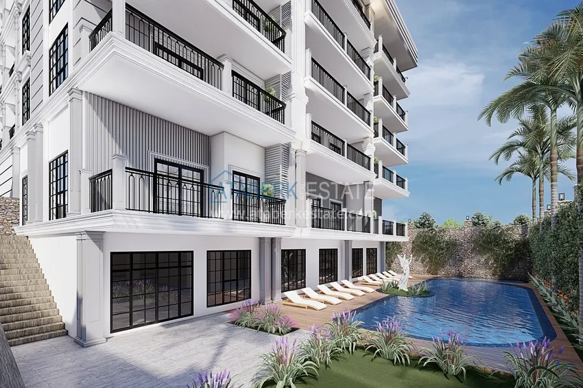 Новый проект резиденции в центре Алании – 100 метров от пляжа Кейкубат 13 