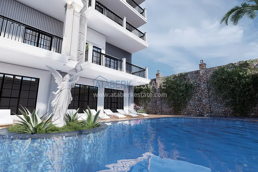 Новый проект резиденции в центре Алании – 100 метров от пляжа Кейкубат 14 