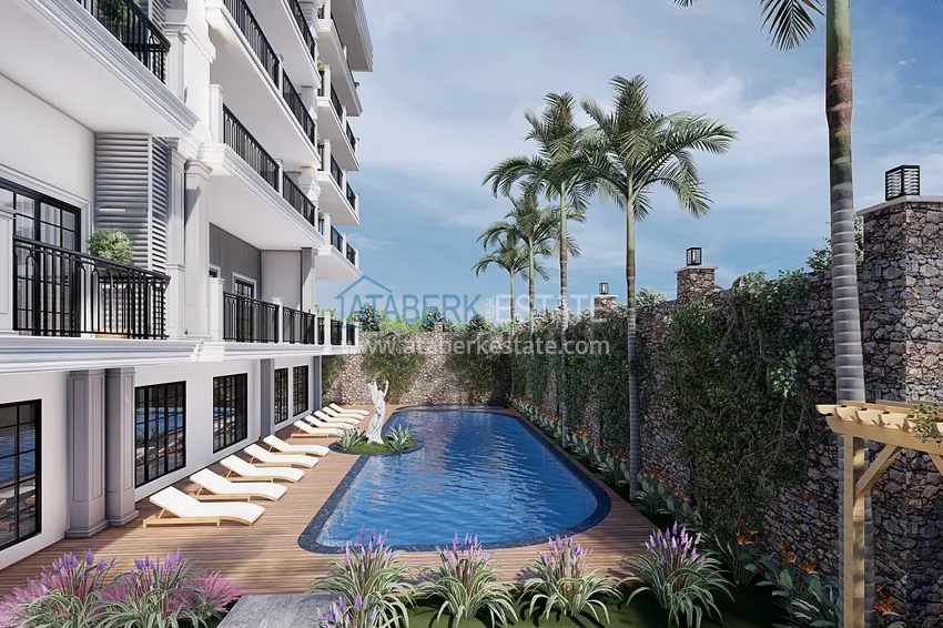 Новый проект резиденции в центре Алании – 100 метров от пляжа Кейкубат 16 