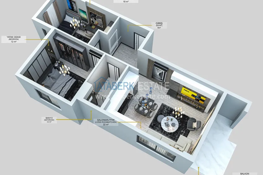 Купить дешево Квартиры с чистовой отделкой напрямую от застройщика в районе Оба, Алания 3 