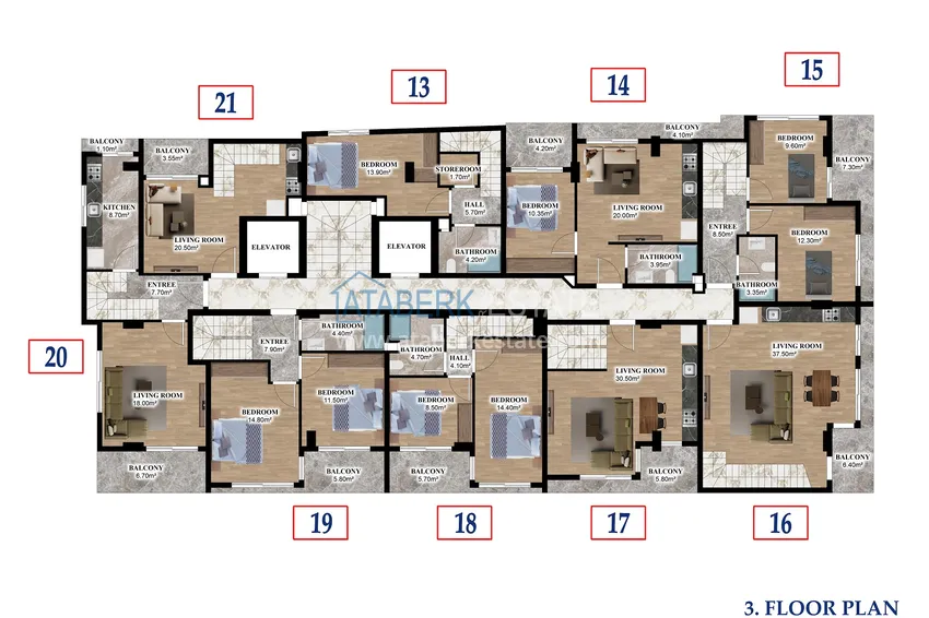 Купить дешево Новый проект резиденции сегмента комфорт в центре Алании, район пляжа Клеопатра 2 