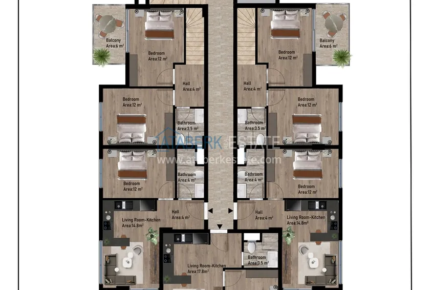 Купить дешево Новый малоэтажный жилой комплекс на завершающем этапе строительства – Алания, район Оба 2 