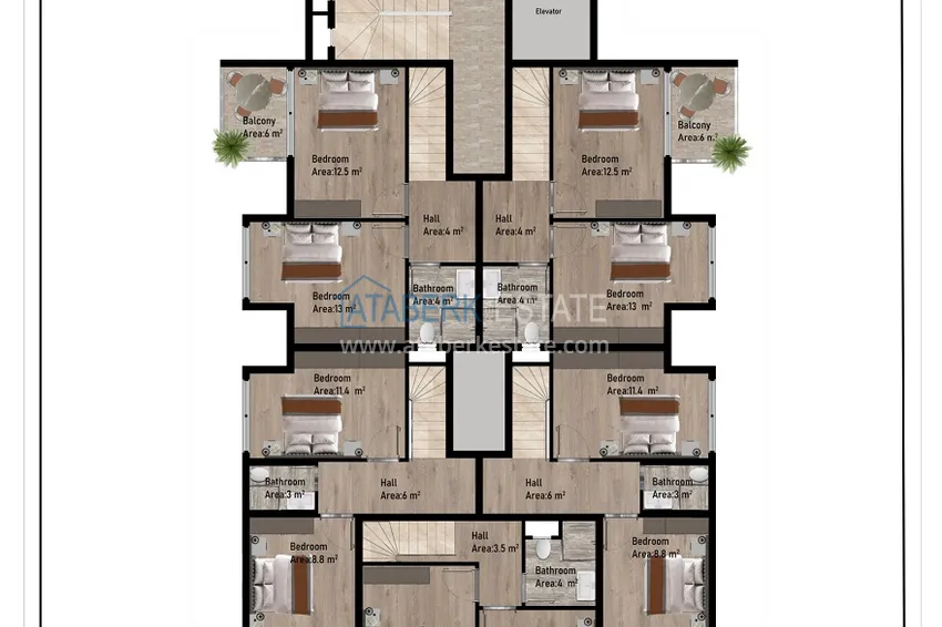 Купить дешево Новый малоэтажный жилой комплекс на завершающем этапе строительства – Алания, район Оба 5 