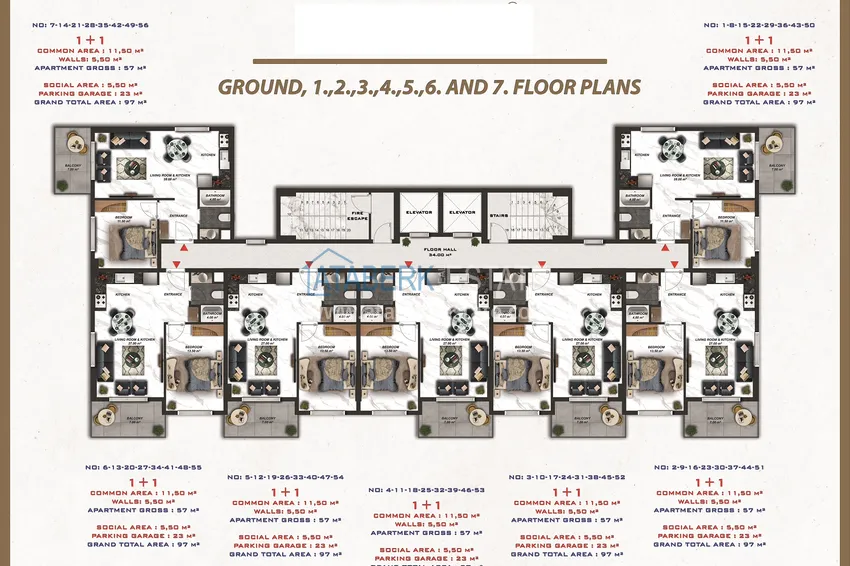 Купить дешево Резиденция в центре Алании на этапе проекта – квартиры по минимальным стартовым ценам 4 