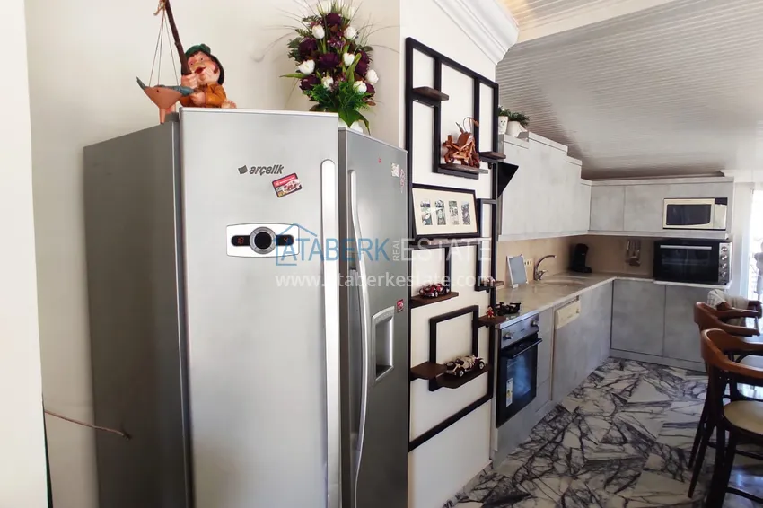 Приобрести Пентхаус-дуплекс 4+1 меблированный с видом на море, горы и историческую крепость, центр Алании 7 