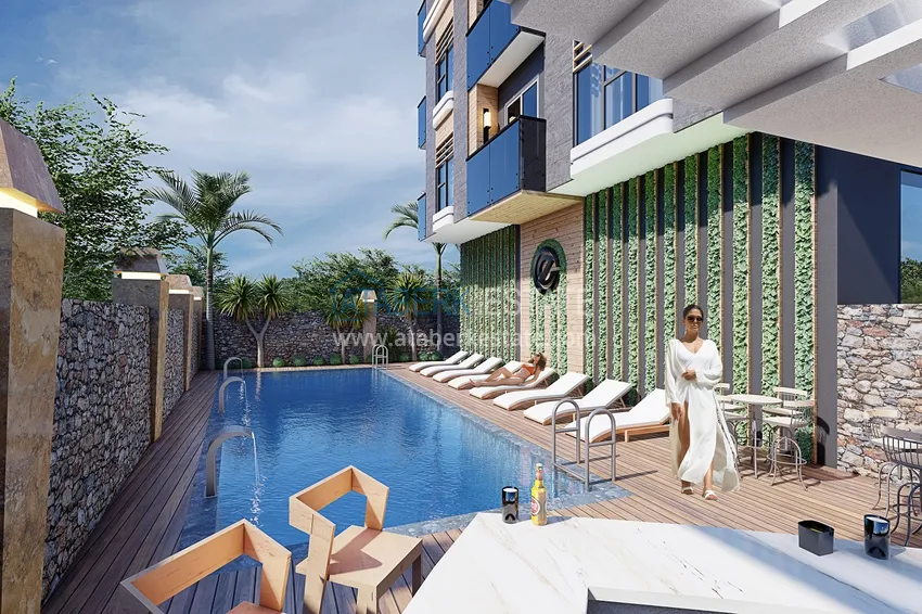 Новый проект резиденции сегмента комфорт в центре Алании, район пляжа Клеопатра 9 